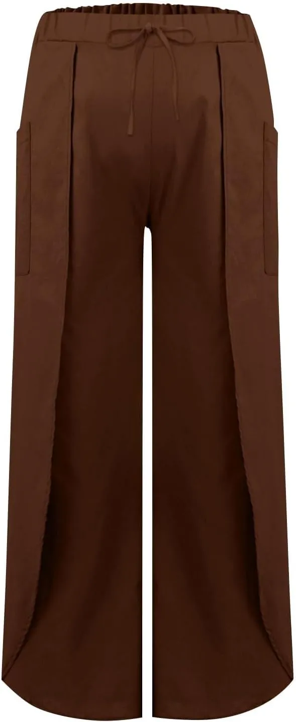Linen Pants Women Wide Leg Summer Linen Pants Leg Drawstring Elastic High Waist Pant Linen Blend Pants Linen Outfit
