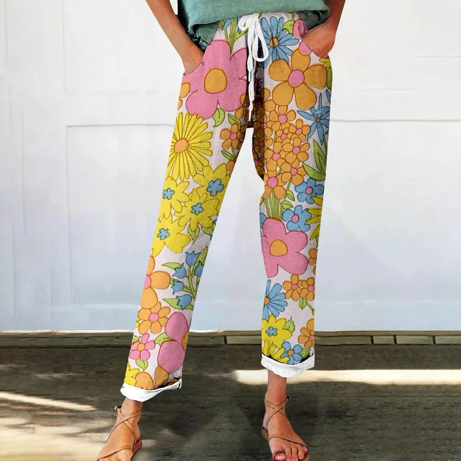 Linen Slim Joggers Women Summer Cotton Linen Pants Ladies Womens Lightweight Cotton Robe