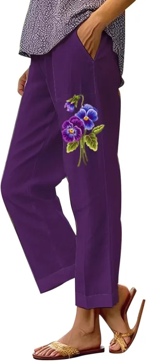 Linen Trousers Pants for Women Summer Drawstring Work Pants for Women Linen Summer Pants 2024 Trendy