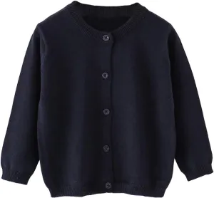 Little Girl Knit Cardigan Sweater - Toddler Button Down School Uniforms Cardigan