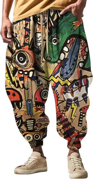 Long Sports Pants Print Fashion Street Feel Casual Sweatpants Mens Japanese Art Graphic Printed Casual Pants Hammer