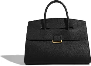 Luxury Women's Leather Top Handle Tote Bag Age Reduced Elegant Flap Briefcases