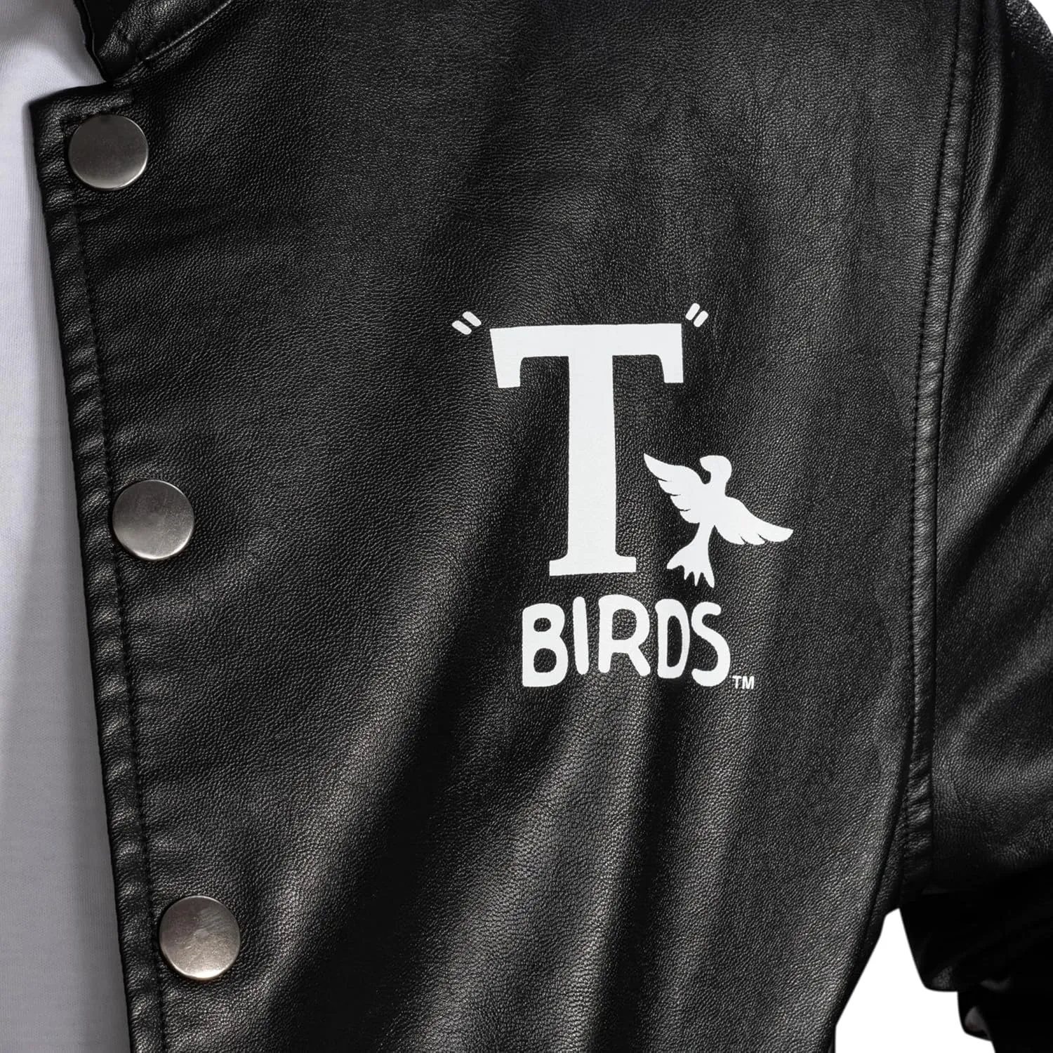 Mad Engine Grease Movie Black T-Birds Men's Black Leather Jacket 50s Halloween Costume Cosplay