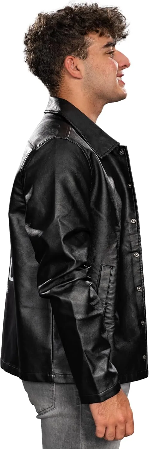 Mad Engine Grease Movie Black T-Birds Men's Black Leather Jacket 50s Halloween Costume Cosplay