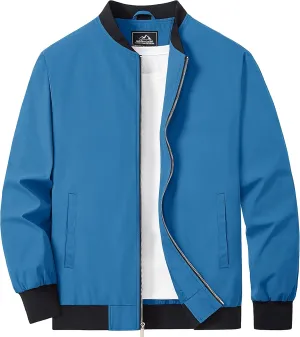 MAGCOMSEN Men's Bomber Jacket Lightweight Casual Zip Up Windbreaker Spring Fall Golf Coat with Pockets