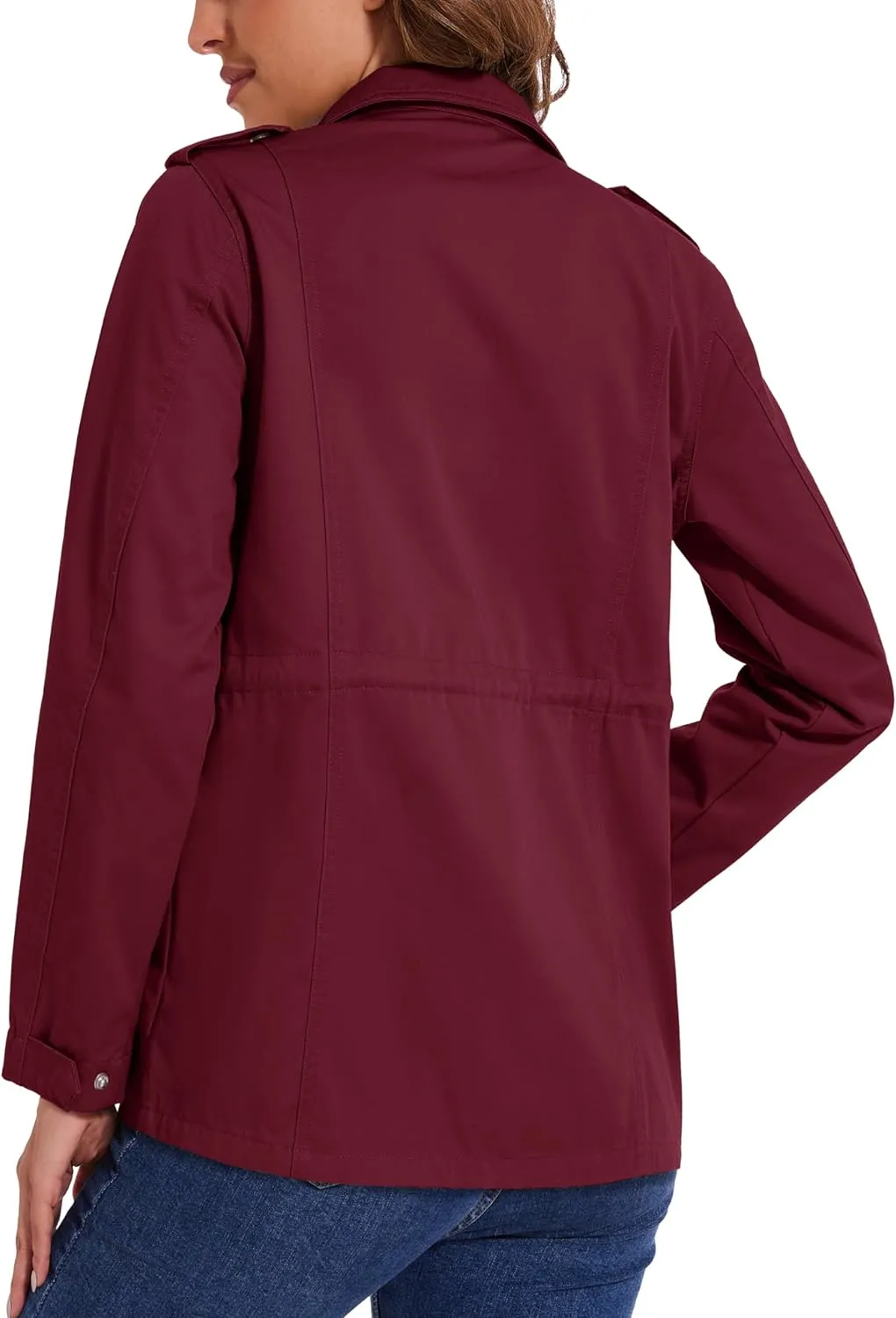 MAGCOMSEN Women's Utility Jackets Lightweight Anorak Drawstring Waist Zip Up Field Military Casual Coat with 4 Pockets