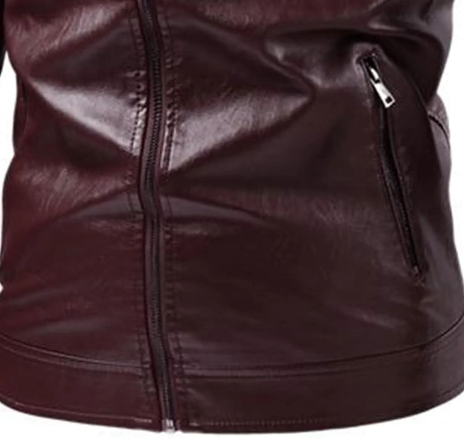 Male Stripe Leather Coat Stand Collar Pu Jackets Faux Leathers Jacket Racer Biker Style Double Zipper