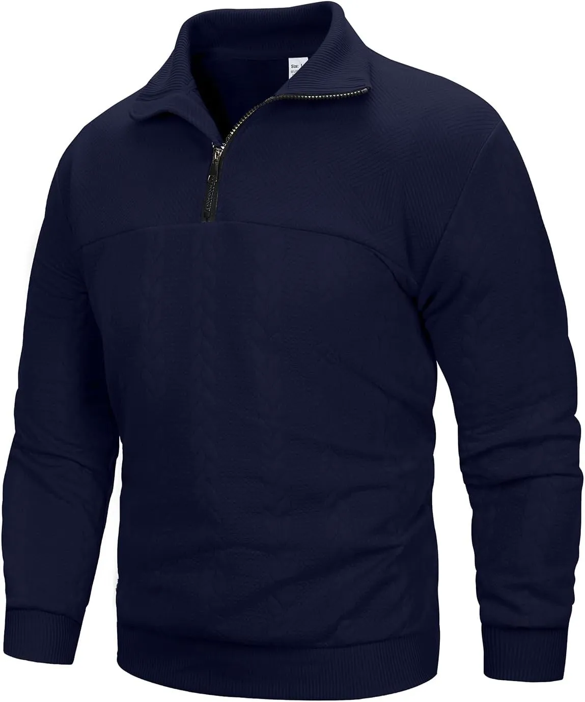 MANLUODANNI Men's Quarter Zip Sweater Lightweight Knitted Mock Neck Quilted Pullover Sweaters Long Sleeve Casual Jumper
