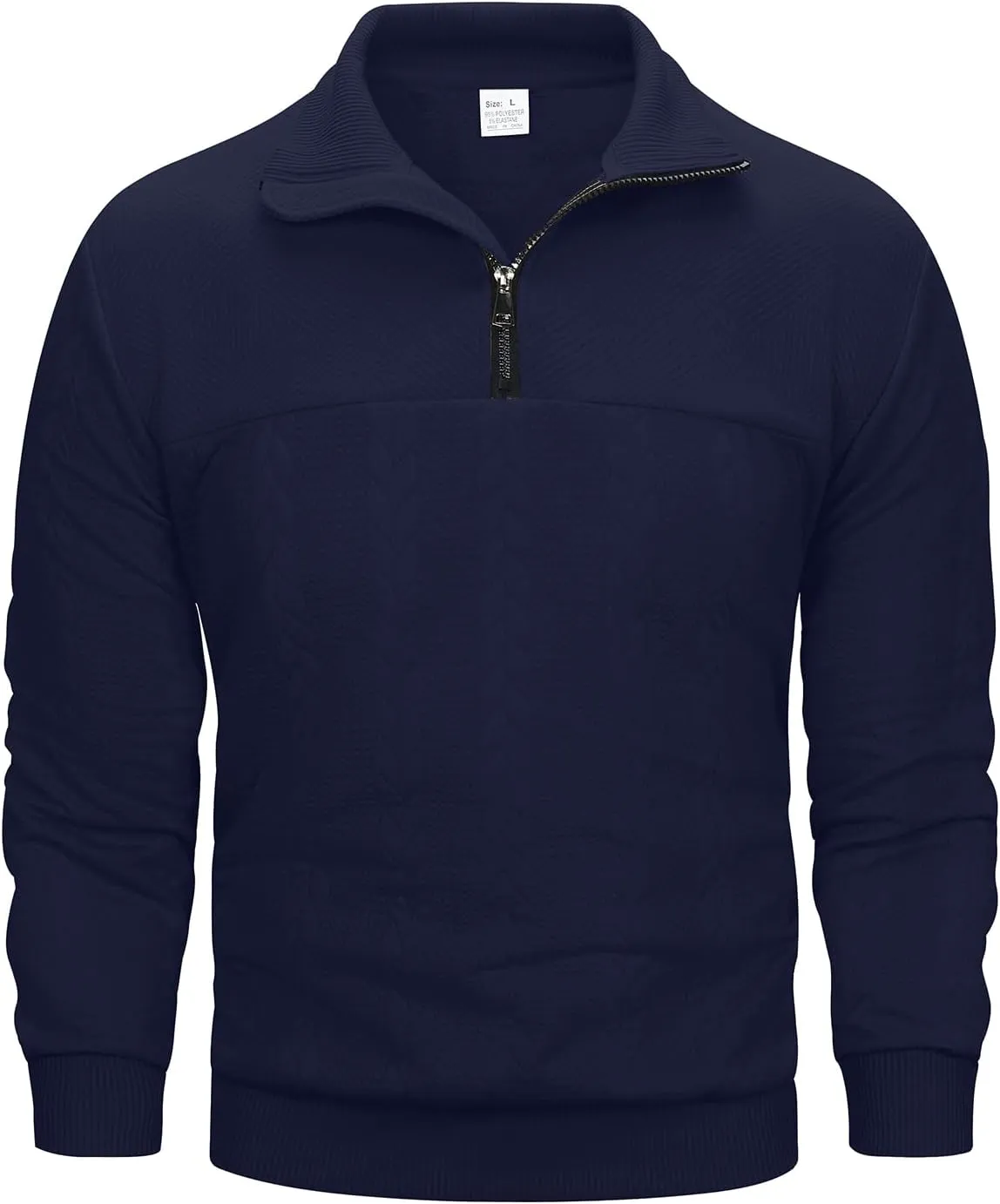 MANLUODANNI Men's Quarter Zip Sweater Lightweight Knitted Mock Neck Quilted Pullover Sweaters Long Sleeve Casual Jumper