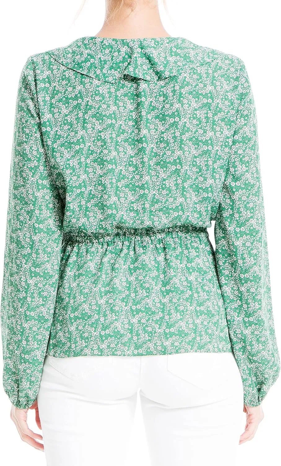 Max Studio Women's Plus Size Long Sleeve Wrap Ruffle Front Top
