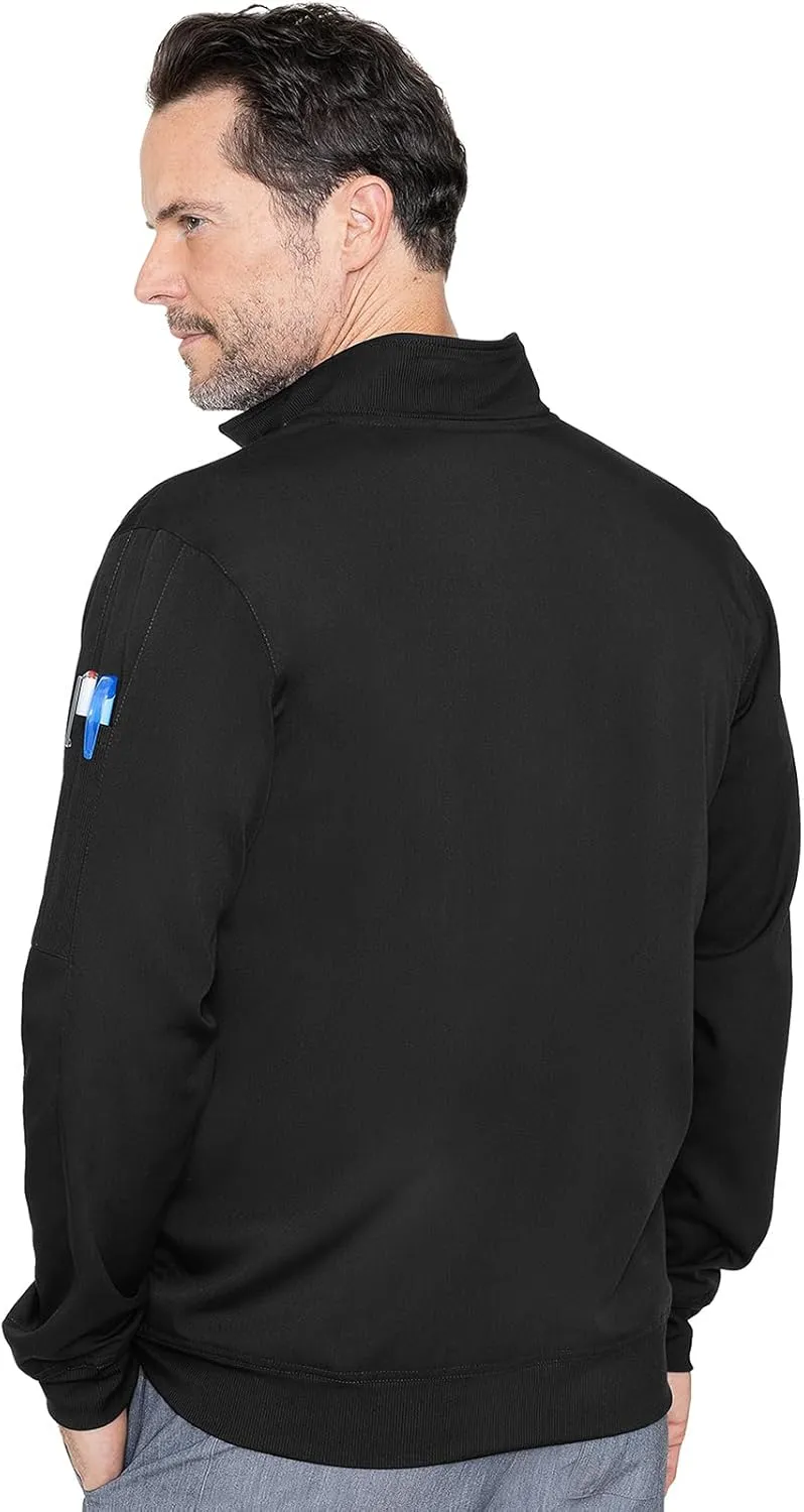 Med Couture Men's Warm-Up Jacket with 3 Pockets, Zip Front Closure and 2-Way Stretch Fabric - MC7678