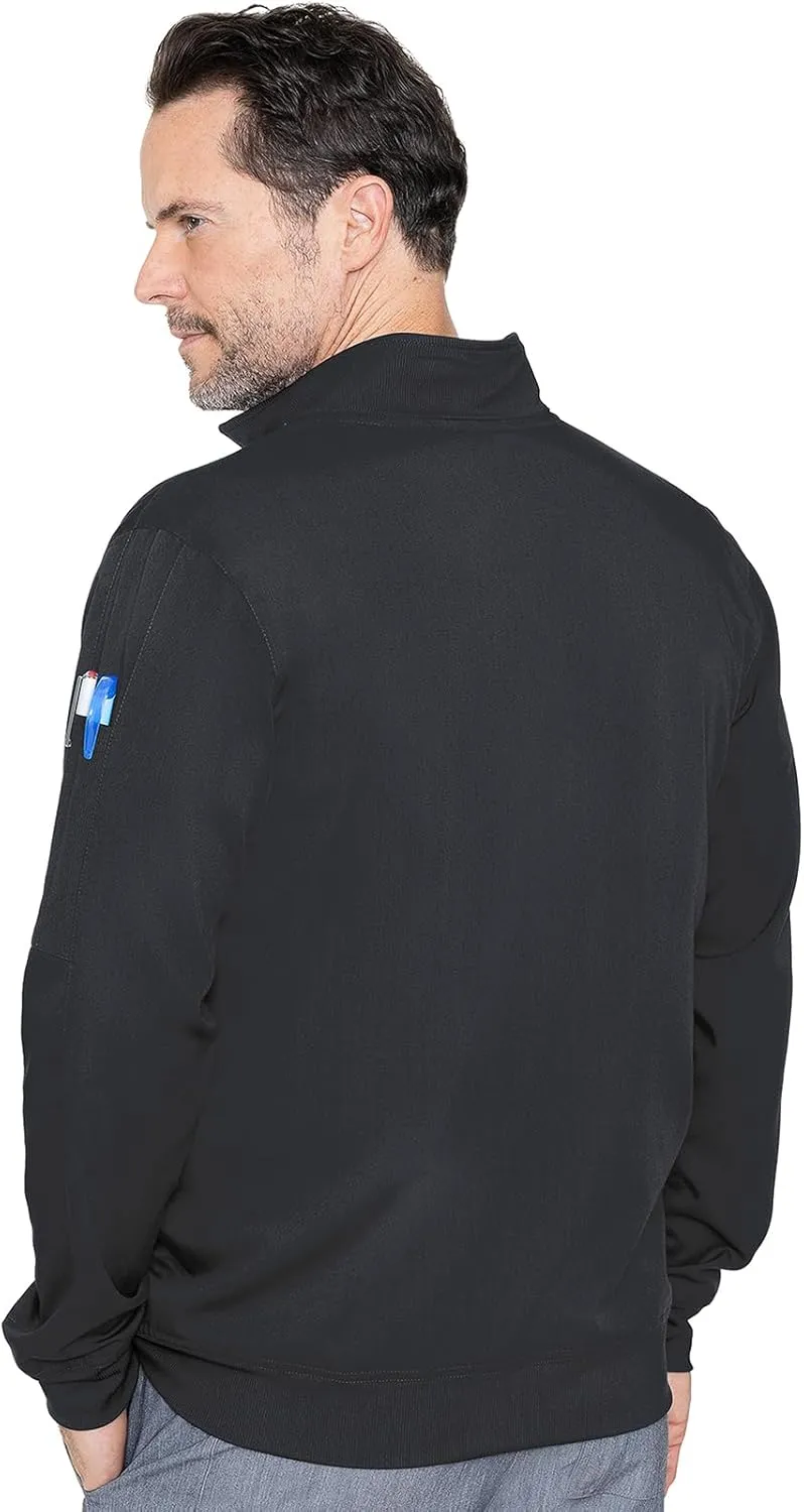 Med Couture Men's Warm-Up Jacket with 3 Pockets, Zip Front Closure and 2-Way Stretch Fabric - MC7678