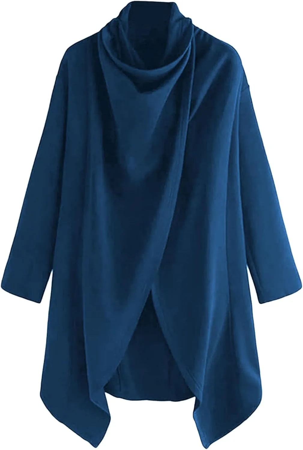 Men Lightweight Casual Cape Cloak Long Length Irregular Hem Pullover Overcoat Hip Hop Slim Poncho Sweatshirt Coat