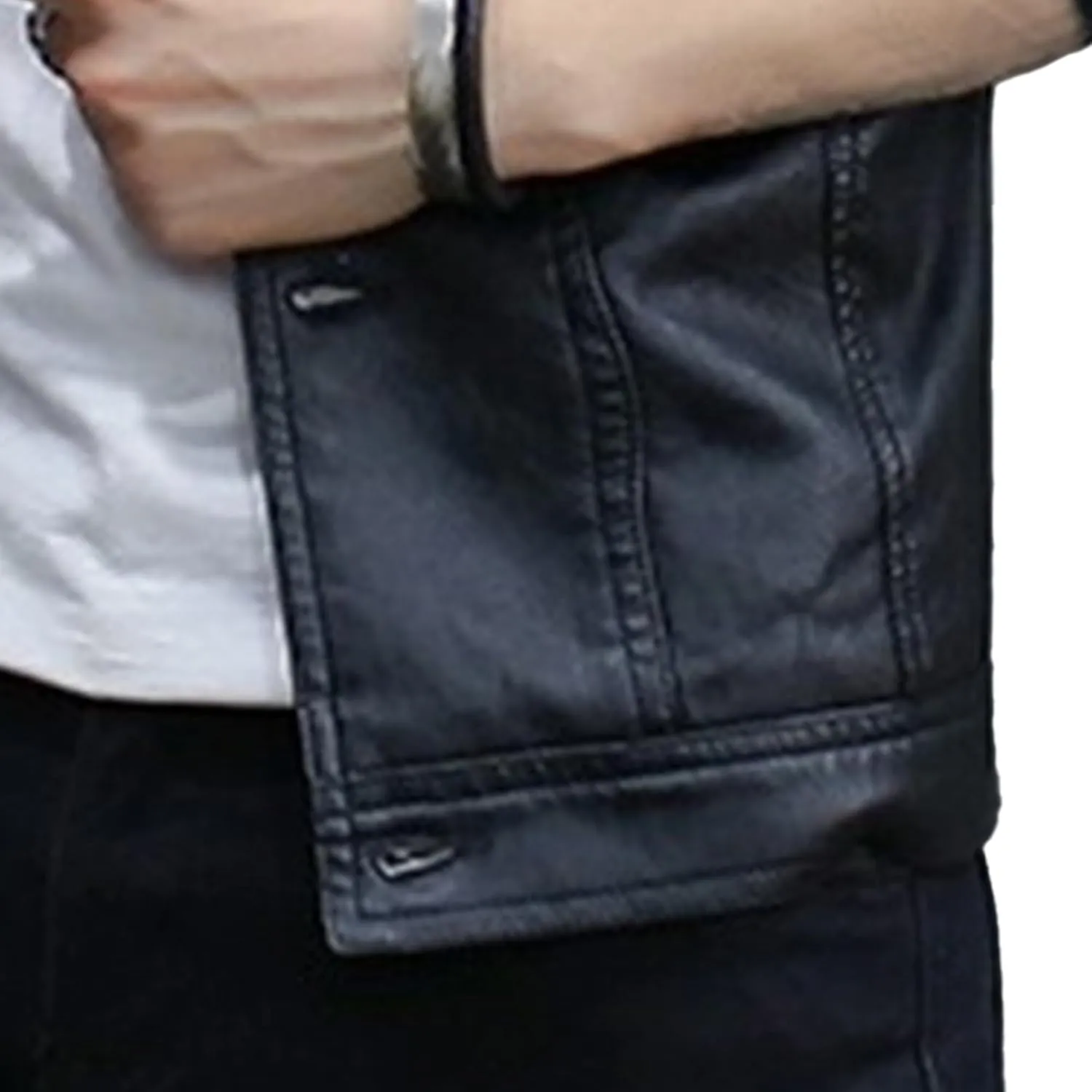 Men Shirt Style Leather Jacket Male Vintage Faux Lambskin Pu Jackets Flip Collar Trucker Leather Coat Single-Breasted