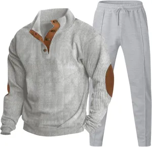 Mens 2 Piece Corduroy Outfits Casual Long Sleeve Shirt Pant Sets 2024 Fall Winter Stylish Tracksuits Trendy Sweatsuit