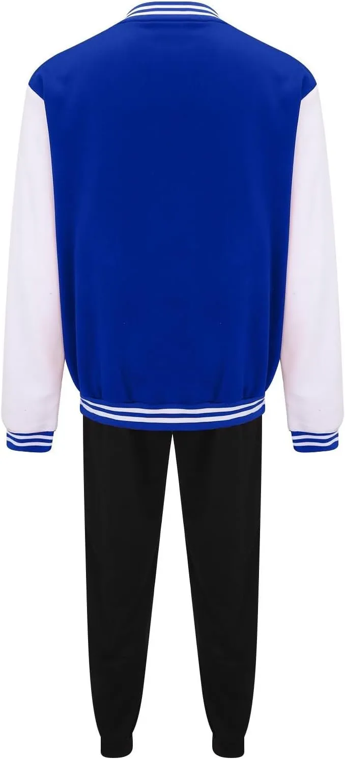 Mens 2 Pieces Tracksuits Full Zip Running Jogging Sweatsuit Athletic Sports Set Stripe Print Jacket & Sweatpants