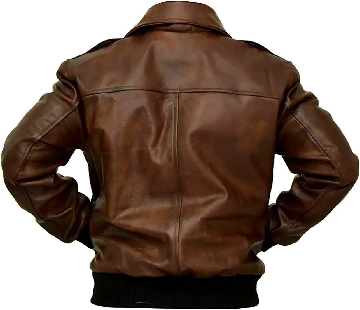 Mens Air Force A2 Bomber Jacket WWII Aviator Flight USAAF Brown Leather Pilot Jacket