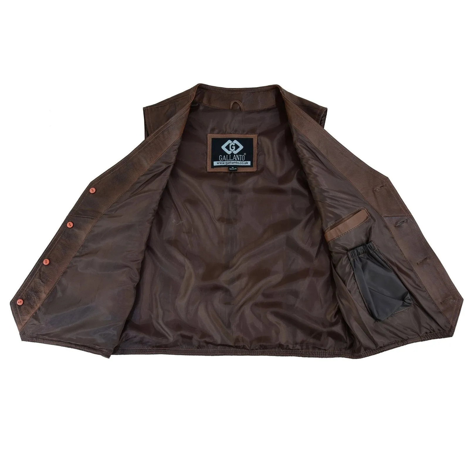 Mens Buttoned Classic Brown Soft Leather Waistcoat Vest