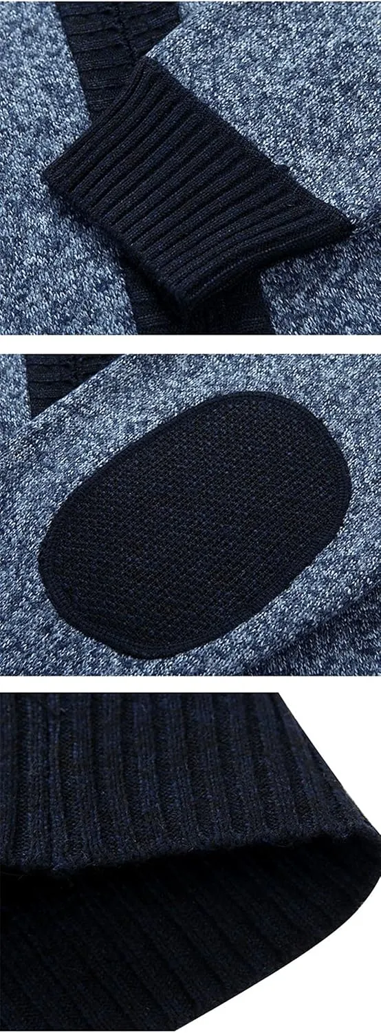 Men's Cardigan Sweaters Full Zip Up Stand Collar Slim Fit Casual Knitted Sweater with 2 Front Pockets