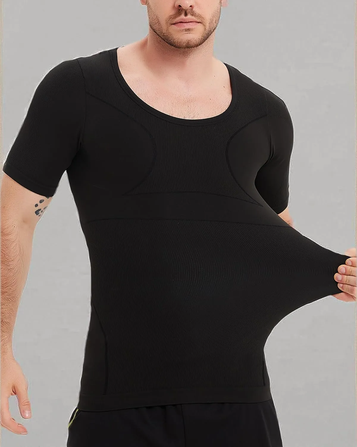 Mens Compression Shirts Short Sleeve, Gynecomastia Undershirt, Slimming Tank Top, Shapewear Vest