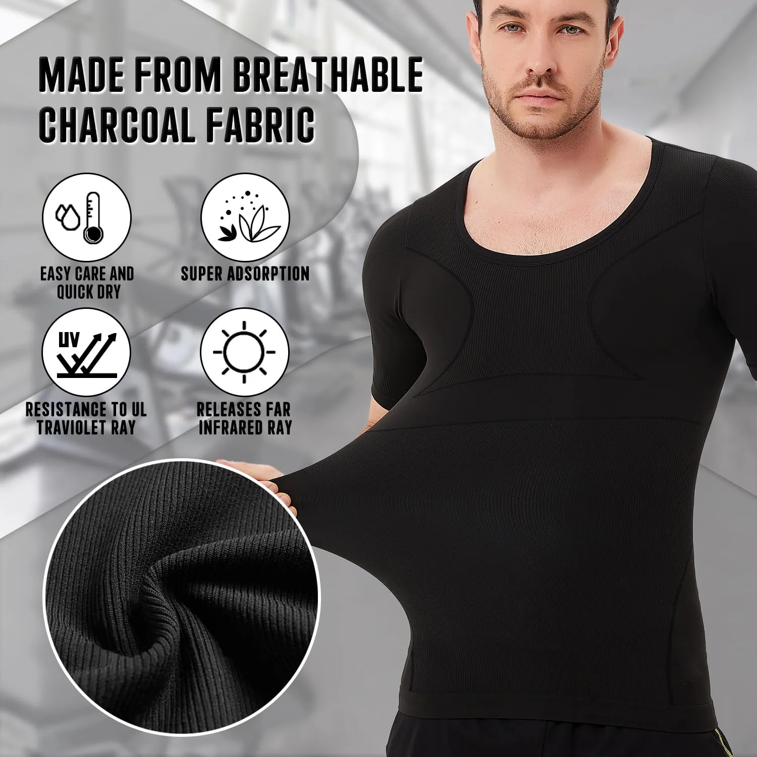 Mens Compression Shirts Short Sleeve, Gynecomastia Undershirt, Slimming Tank Top, Shapewear Vest