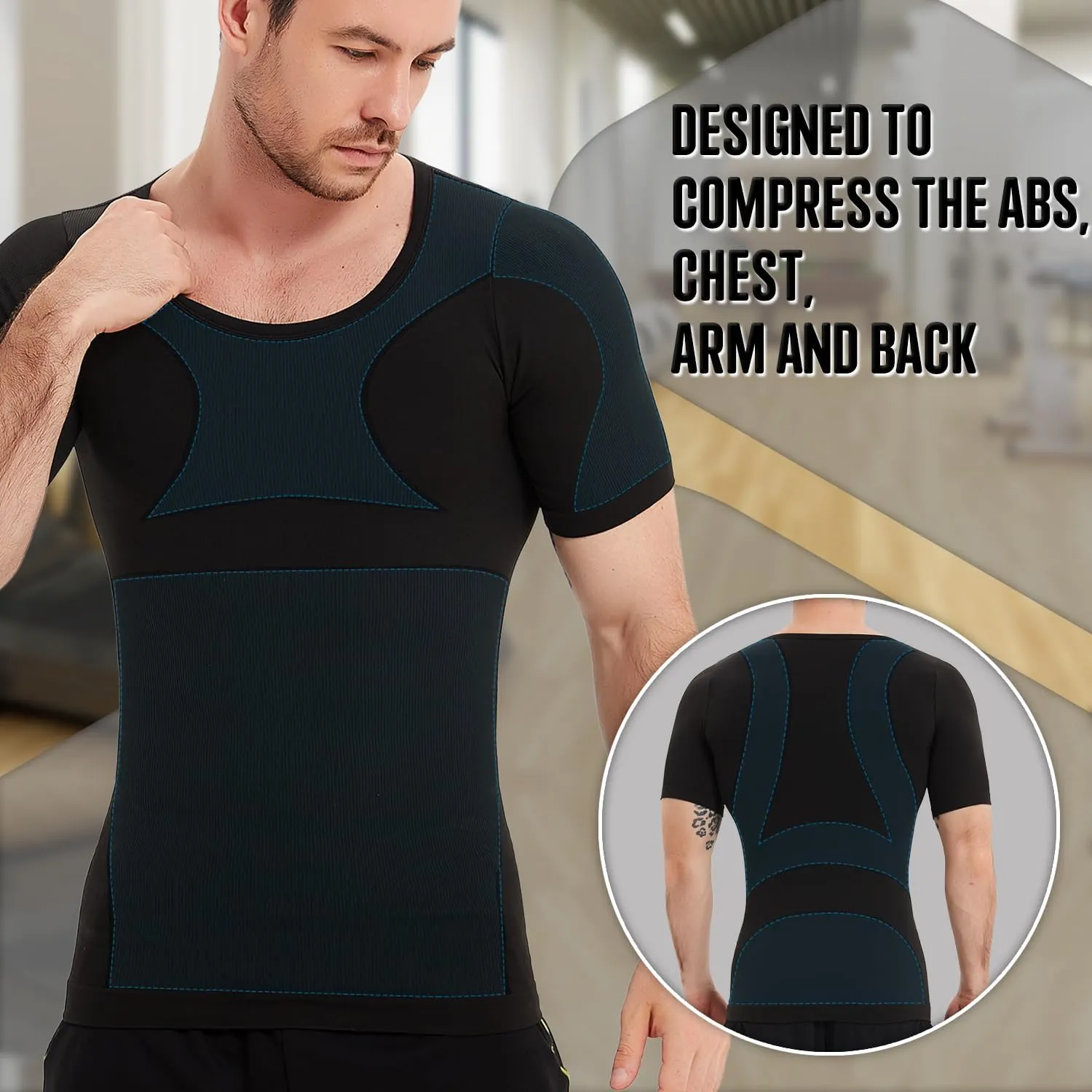 Mens Compression Shirts Short Sleeve, Gynecomastia Undershirt, Slimming Tank Top, Shapewear Vest
