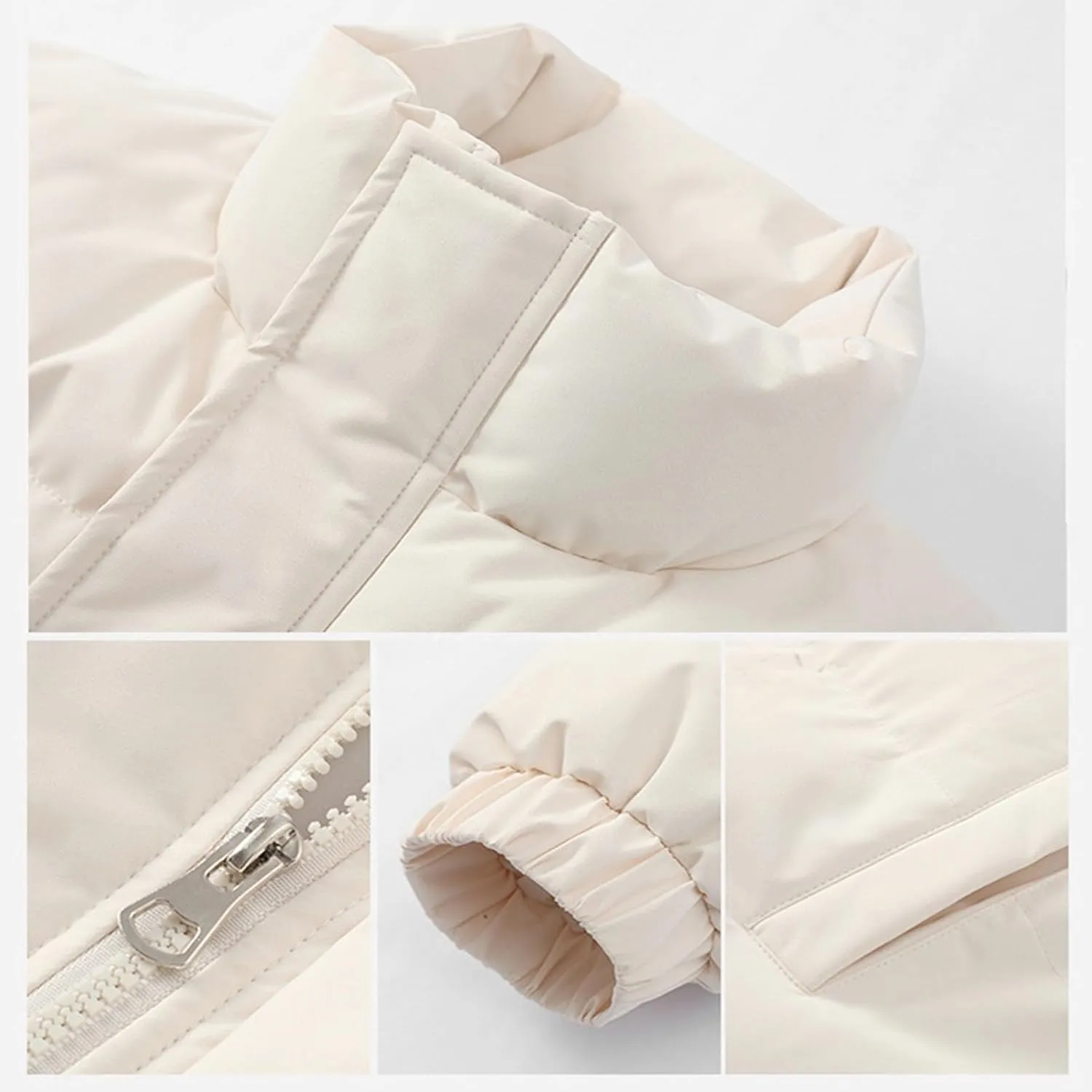 Men's Down Cotton Jacket, Full Zipper Solid Color Padded Cotton Coat Thick Warm Jacket, Lightweight Quilted Coat