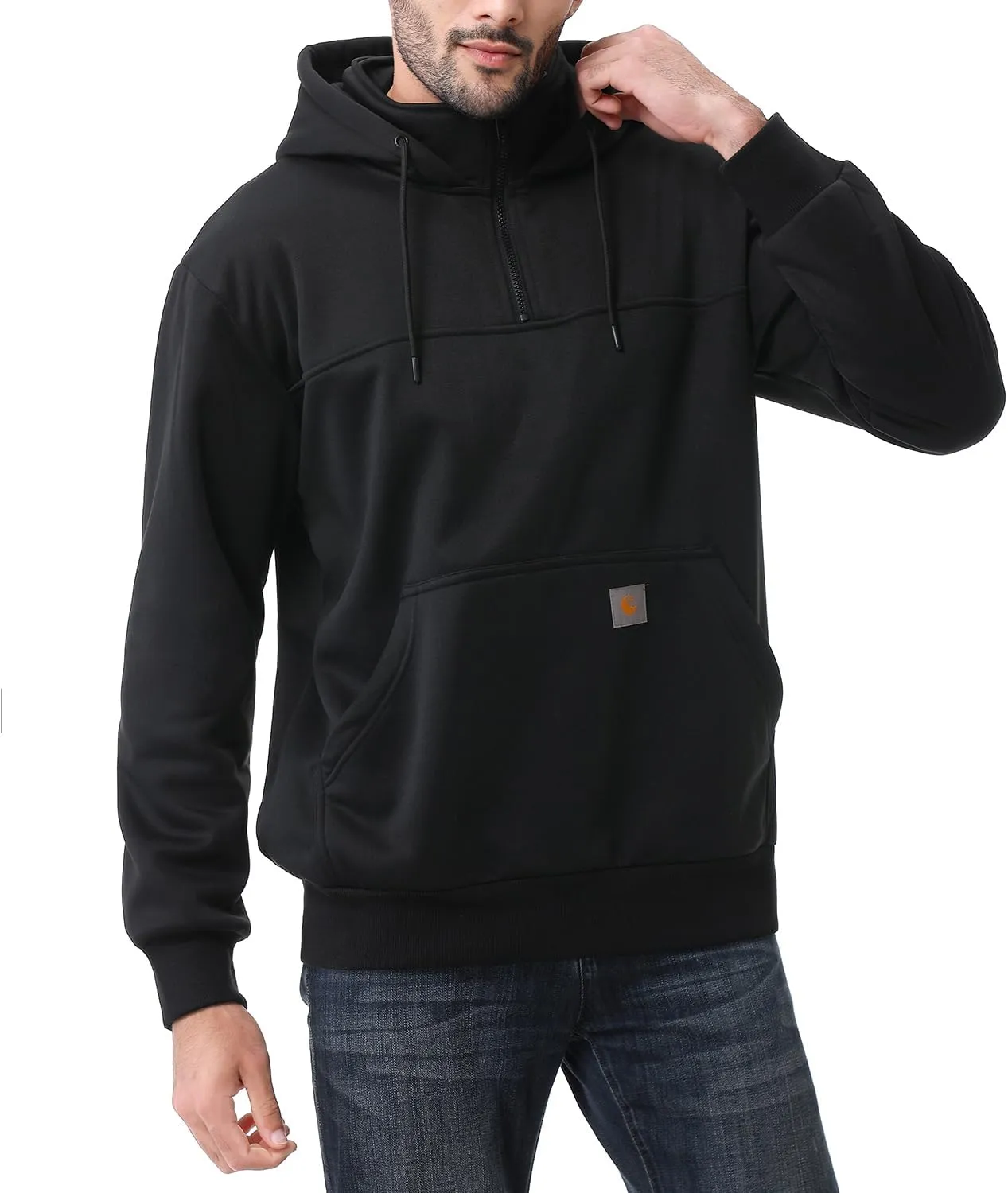 Men's Fashion Hoodies Sweatshirts Loose Fit Heavyweight Quarter-Zip Sweatshirt Fleece-Lined Pullover