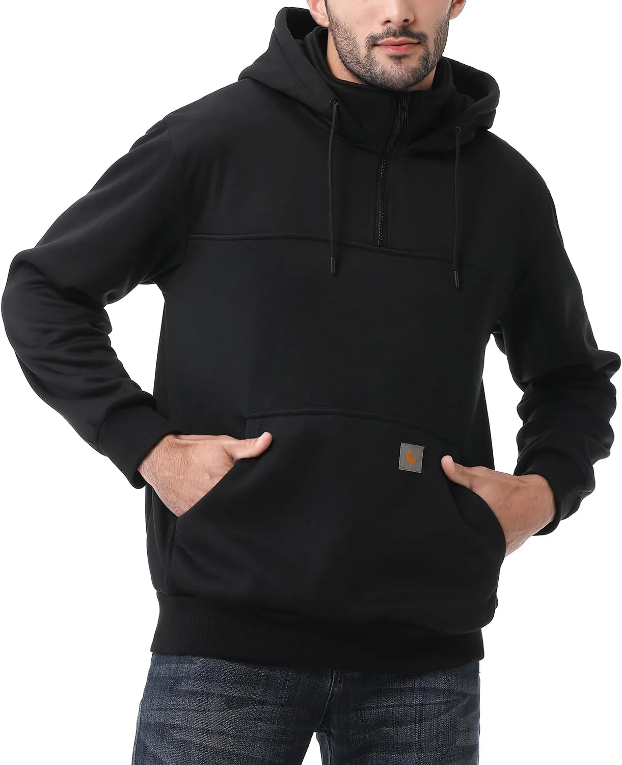Men's Fashion Hoodies Sweatshirts Loose Fit Heavyweight Quarter-Zip Sweatshirt Fleece-Lined Pullover