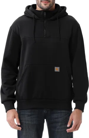 Men's Fashion Hoodies Sweatshirts Loose Fit Heavyweight Quarter-Zip Sweatshirt Fleece-Lined Pullover