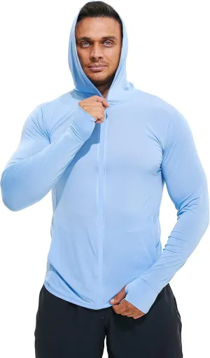 Men's Full Zip UPF 50  Sun Protection Hoodie Long Sleeve Shirts with Pockets Light Jacket Lightweight Hoodies for Men