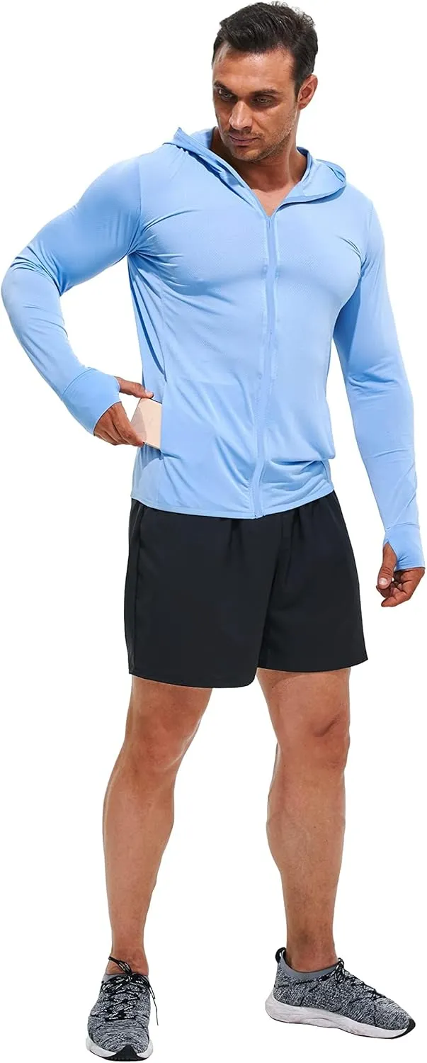 Men's Full Zip UPF 50  Sun Protection Hoodie Long Sleeve Shirts with Pockets Light Jacket Lightweight Hoodies for Men