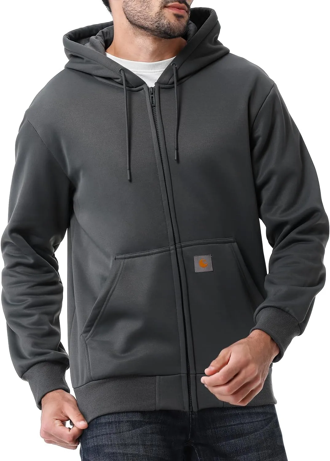 Men's Loose Fit Heavyweight Full Zip Fleece-Lined Hoodie Sweatshir
