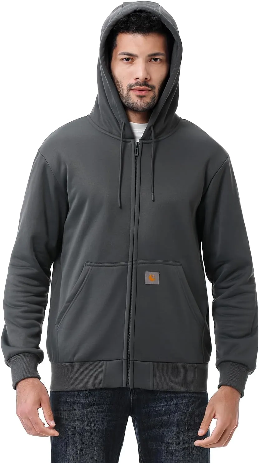 Men's Loose Fit Heavyweight Full Zip Fleece-Lined Hoodie Sweatshir