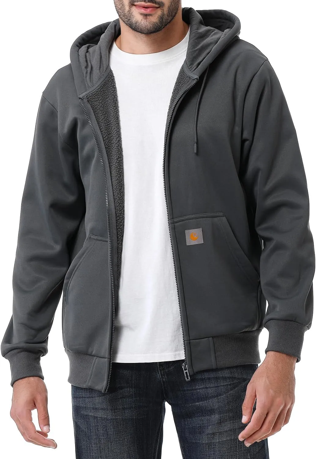 Men's Loose Fit Heavyweight Full Zip Fleece-Lined Hoodie Sweatshir