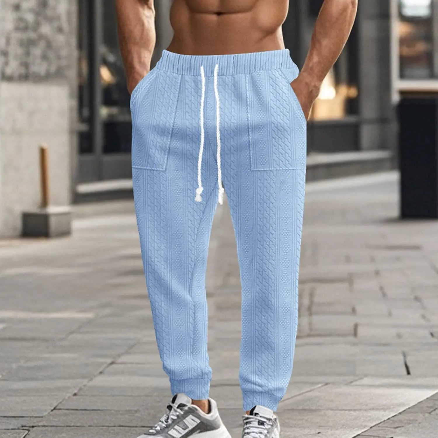 Mens Lounge Pants Plain Drawstring Elastic Slacks Vacation Beach Tapered Casual Pants Outdoor Fashion Fall Trousers