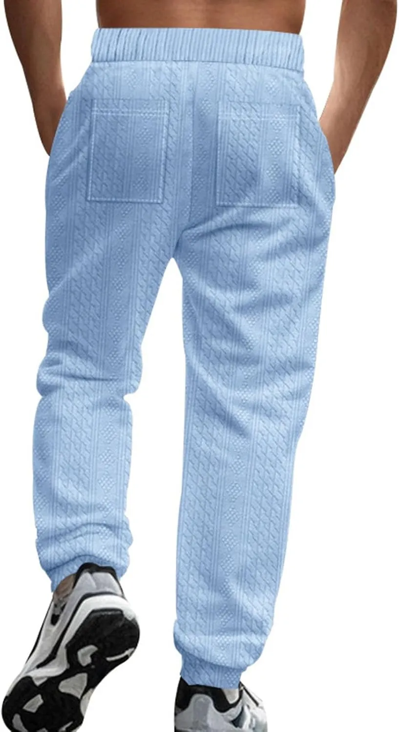 Mens Lounge Pants Plain Drawstring Elastic Slacks Vacation Beach Tapered Casual Pants Outdoor Fashion Fall Trousers