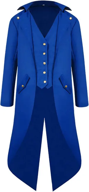Mens Medieval Steampunk Tailcoat Victorian Prince Jacket Frock Coat Halloween Gothic Jacket Vintage Trench Coat