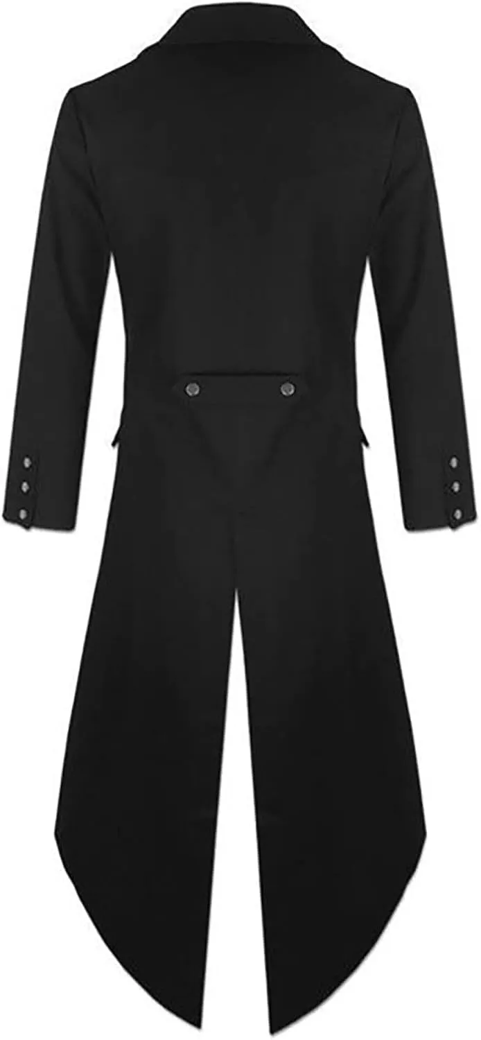 Mens Medieval Steampunk Tailcoat Victorian Prince Jacket Frock Coat Halloween Gothic Jacket Vintage Trench Coat
