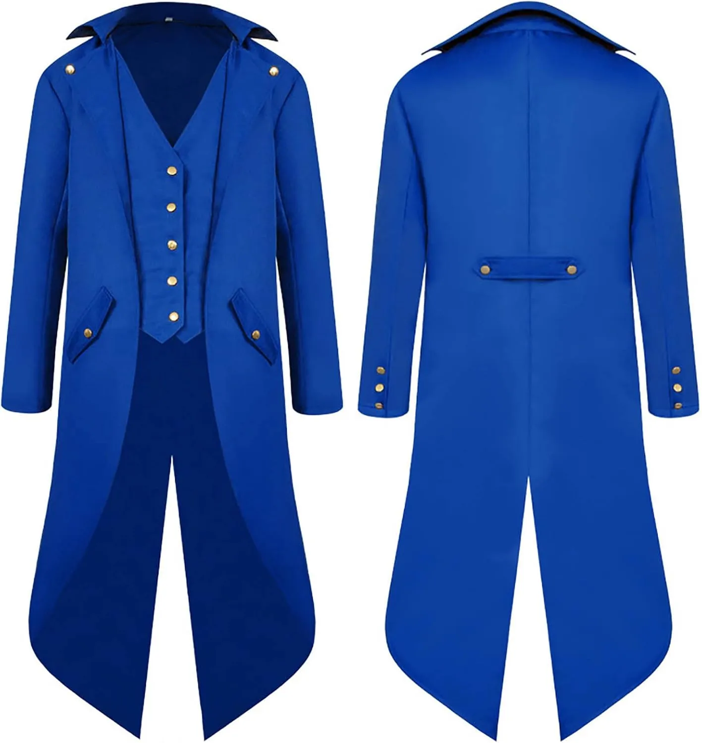 Mens Medieval Steampunk Tailcoat Victorian Prince Jacket Frock Coat Halloween Gothic Jacket Vintage Trench Coat