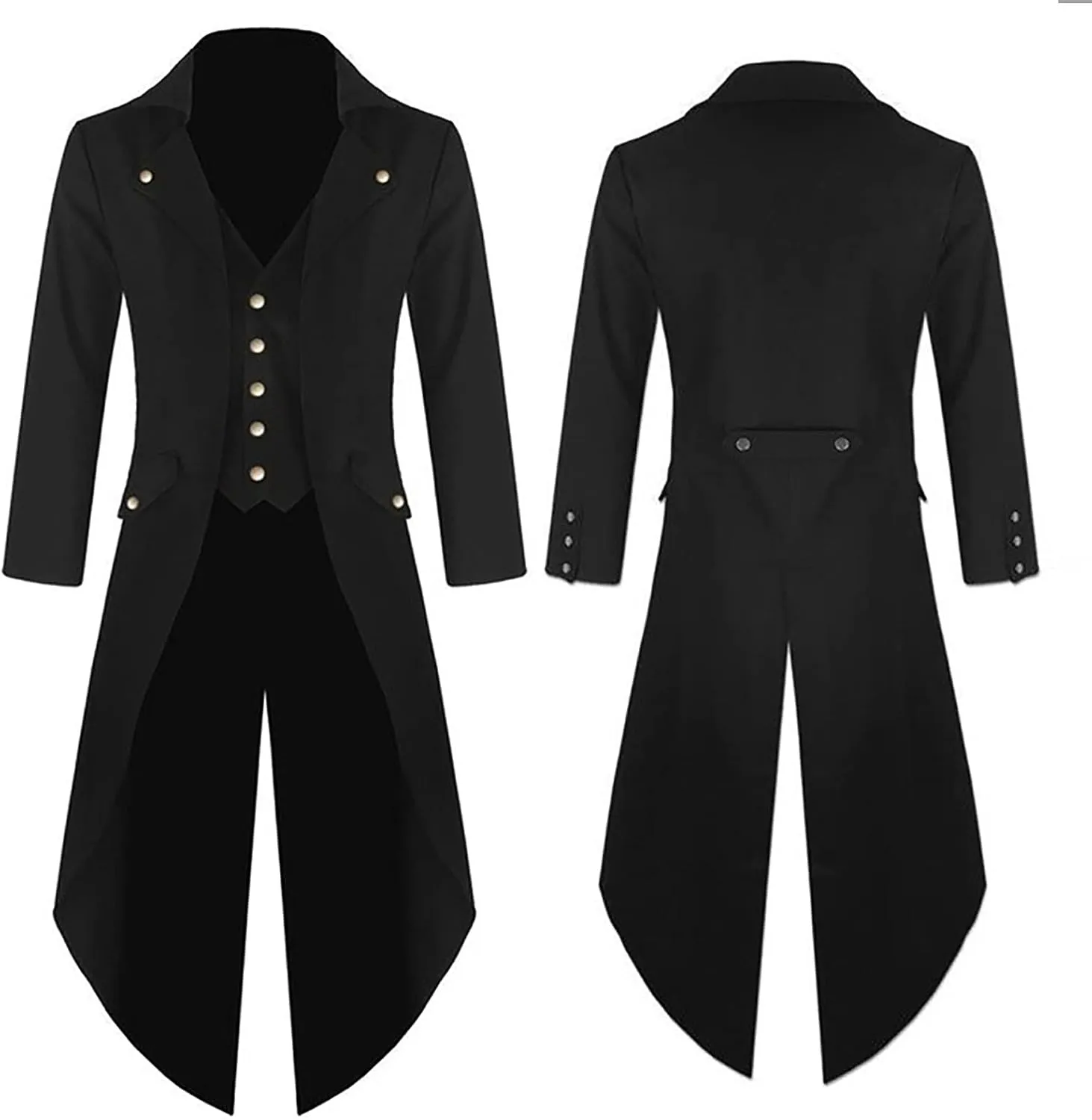 Mens Medieval Steampunk Tailcoat Victorian Prince Jacket Frock Coat Halloween Gothic Jacket Vintage Trench Coat