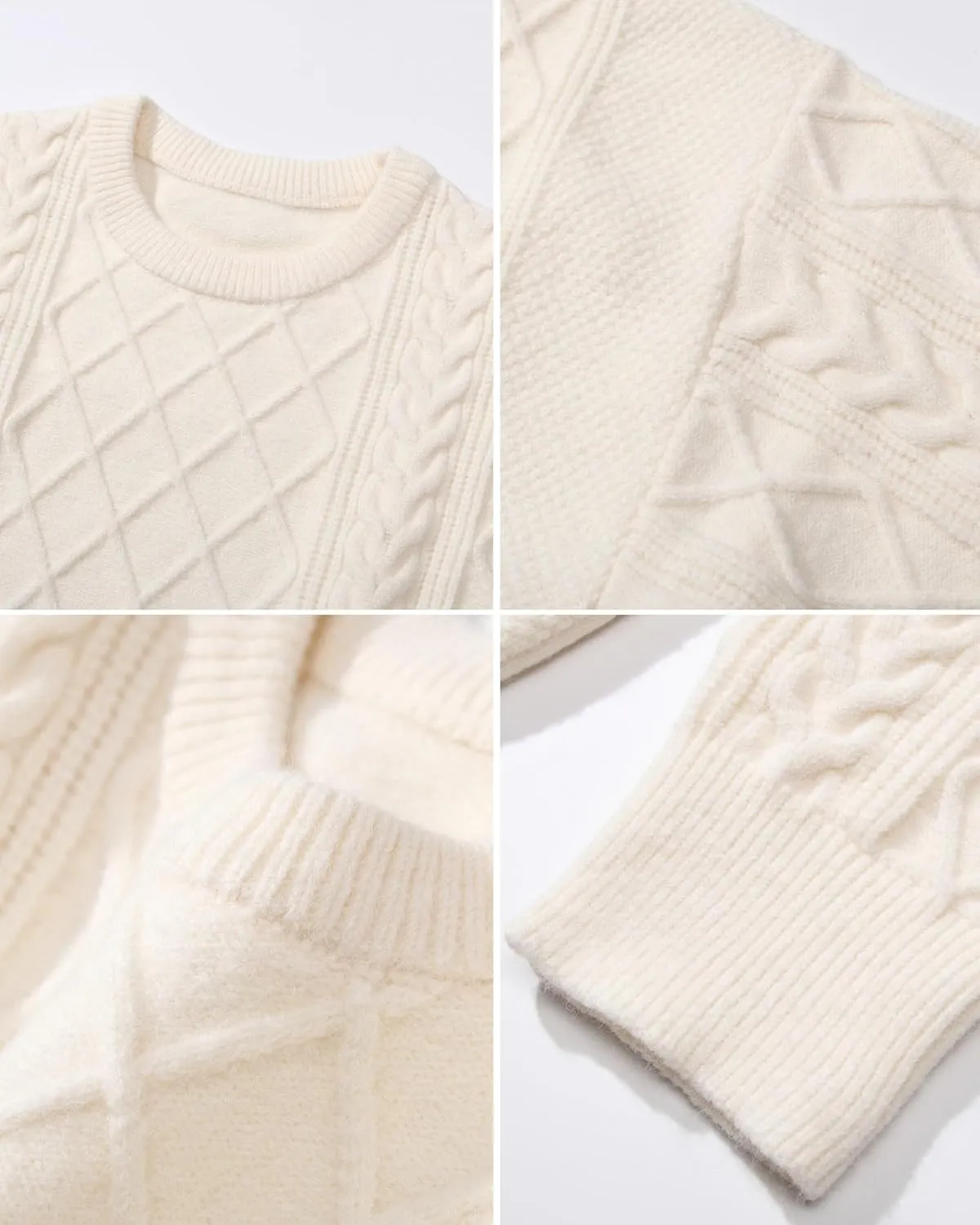 Mens Oversized Sweater Unisex Long Sleeve Cable Knit Sweaters Aesthetic Streetwear Casual Sweater Jumper Tops