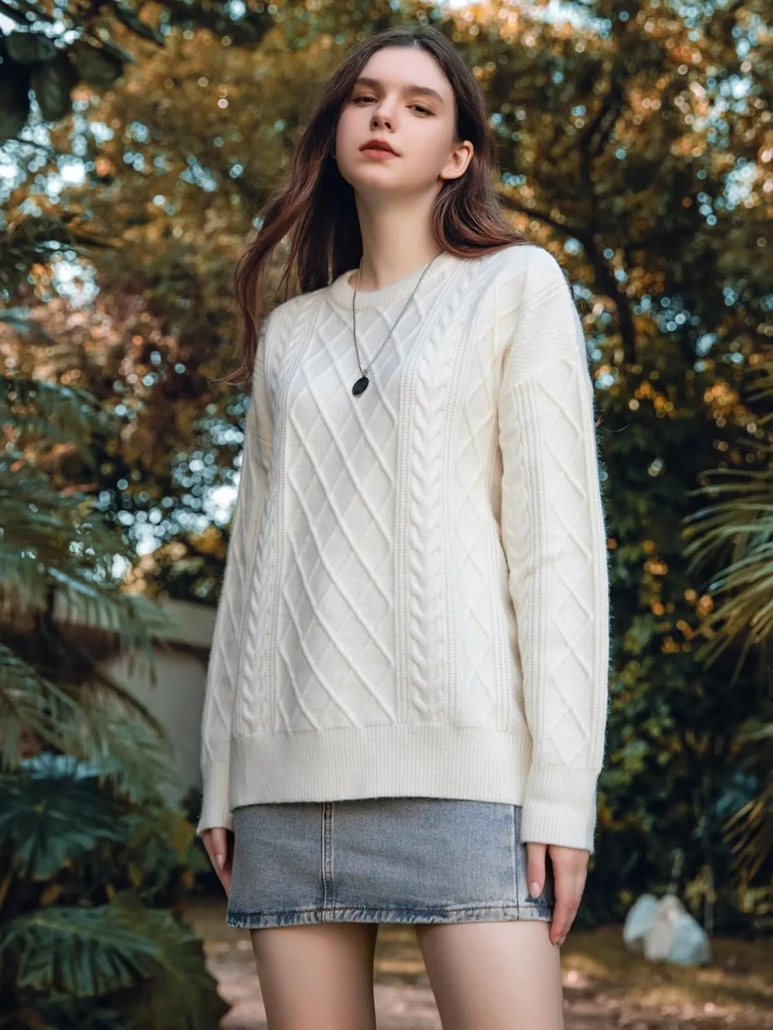 Mens Oversized Sweater Unisex Long Sleeve Cable Knit Sweaters Aesthetic Streetwear Casual Sweater Jumper Tops