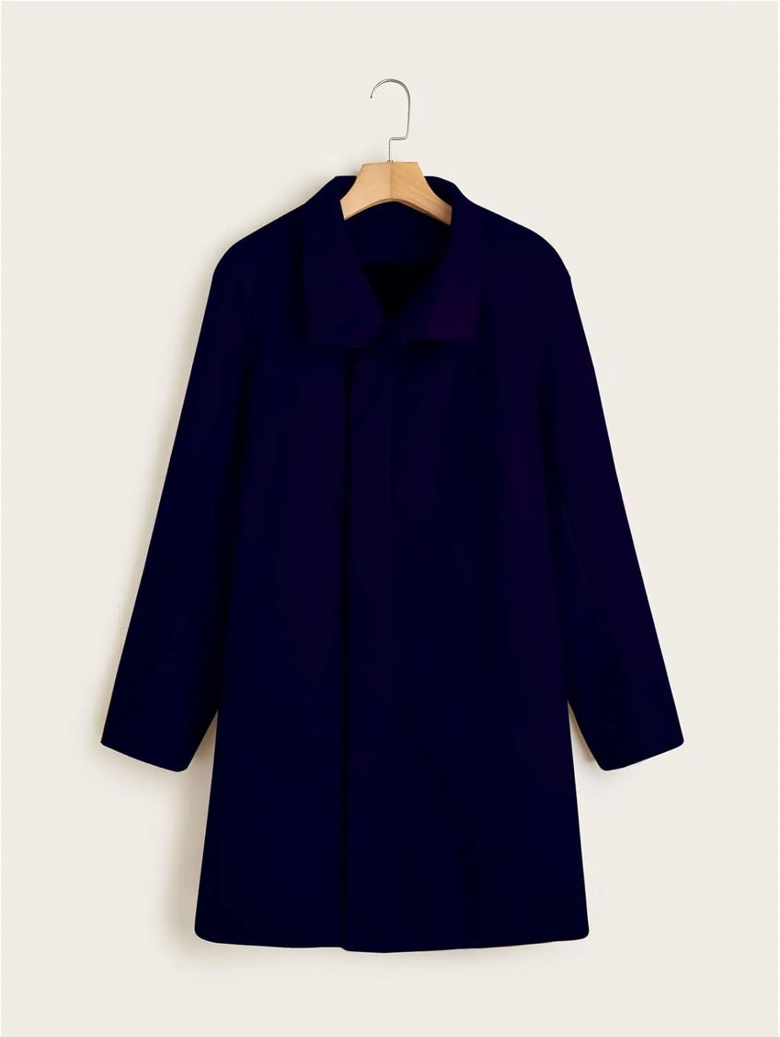 Men's Single Breasted Trench Coat Slim Fit Lapel Cardigan Coat Winter Warm Business Casual Long Jacket Overcoat