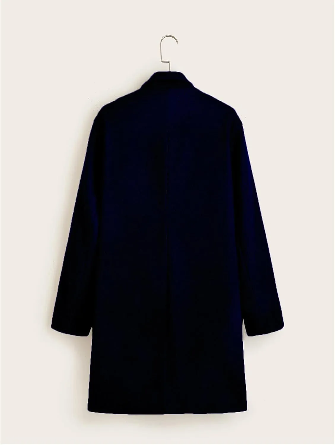 Men's Single Breasted Trench Coat Slim Fit Lapel Cardigan Coat Winter Warm Business Casual Long Jacket Overcoat