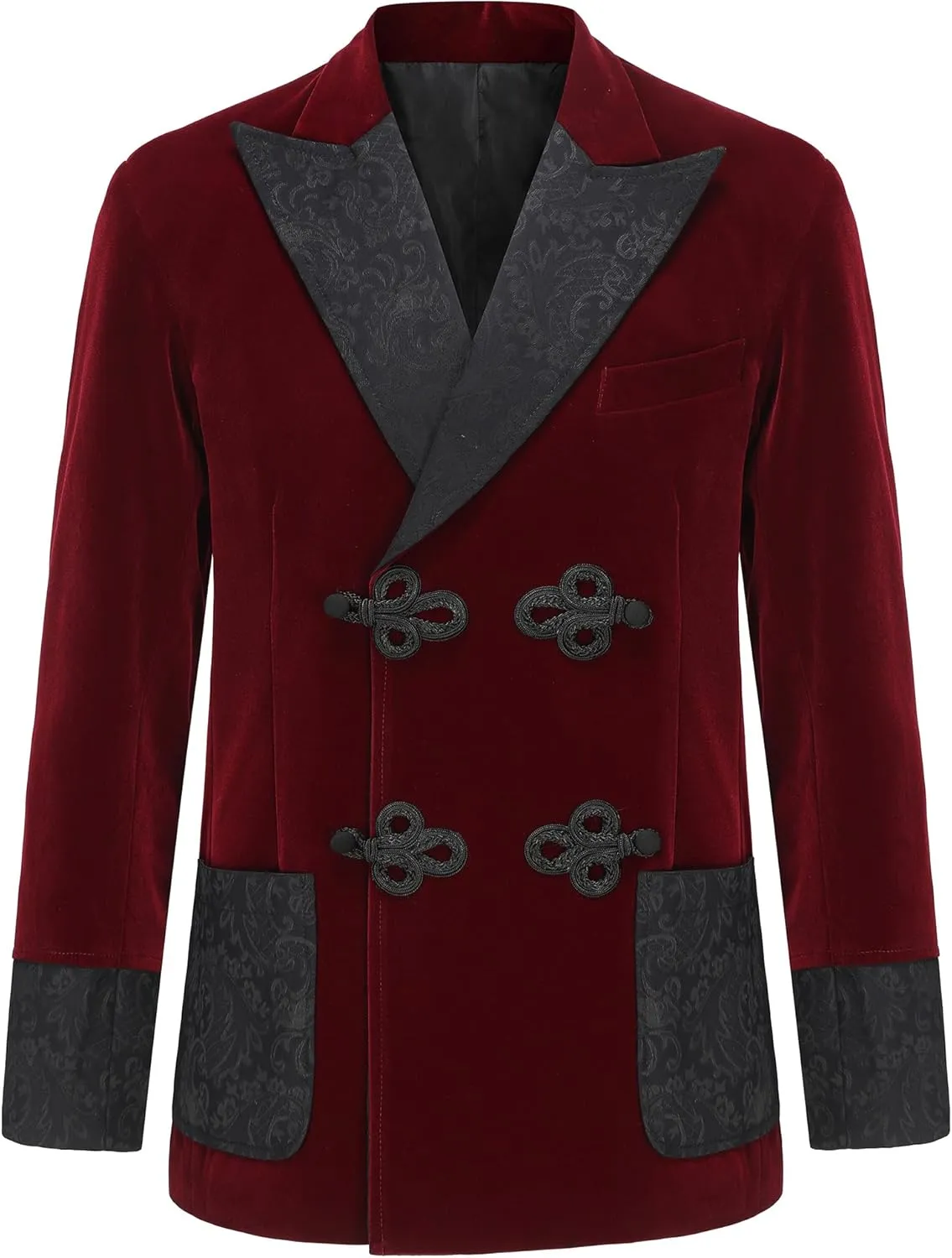 Men's Smoking Jacket Jacquard Peaked Lapel Double Breasted Stylish Blazers Coat Evening Party Wear