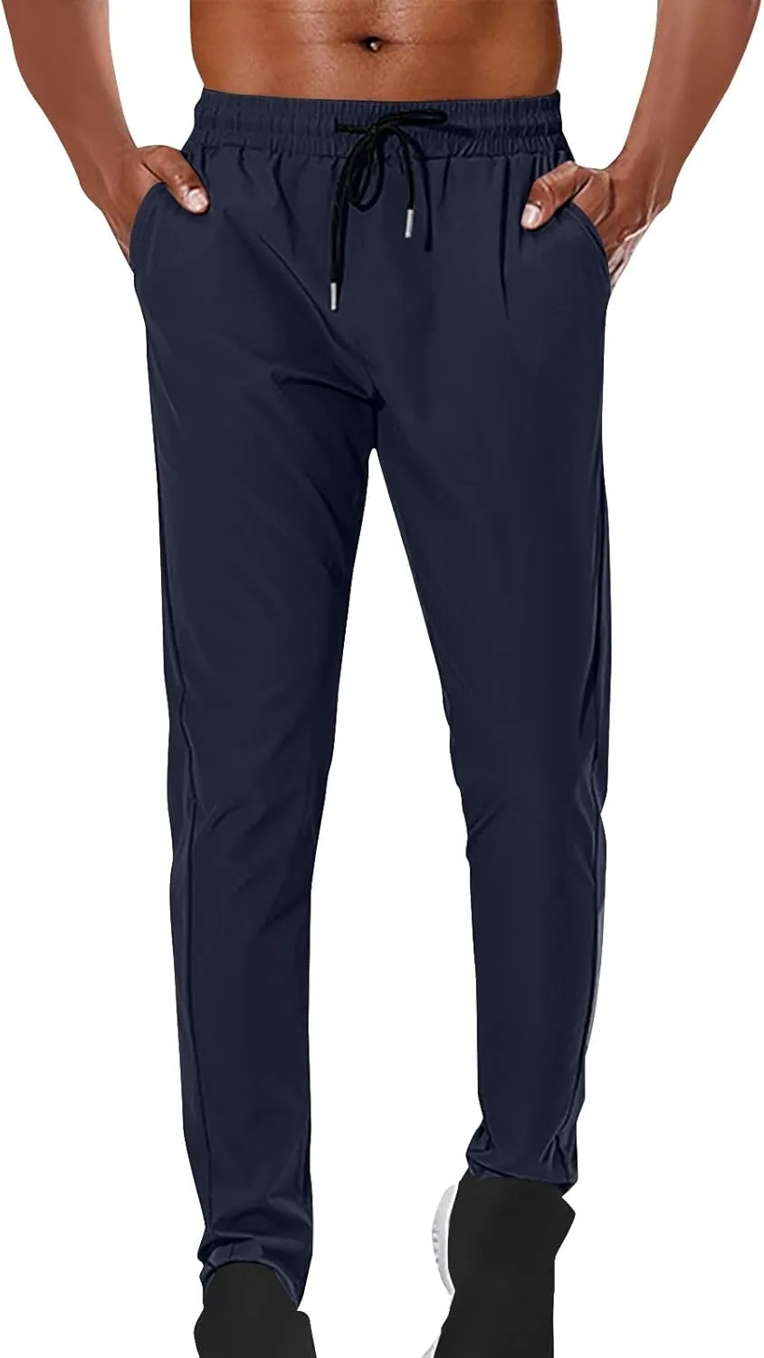 Mens Straight Sweatpants Casual Slim Fit Elastic Waist Drawstring Jogger Pants Fashion Lightweight Comfy Gym Pant