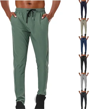 Mens Straight Sweatpants Casual Slim Fit Elastic Waist Drawstring Jogger Pants Fashion Lightweight Comfy Gym Pant