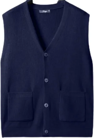 Men's Sweater Vest V-Neck Sleeveless Cardigan Loose Button up Knitted Fall Winter Heavy Knitwear with Pockets S~5XL