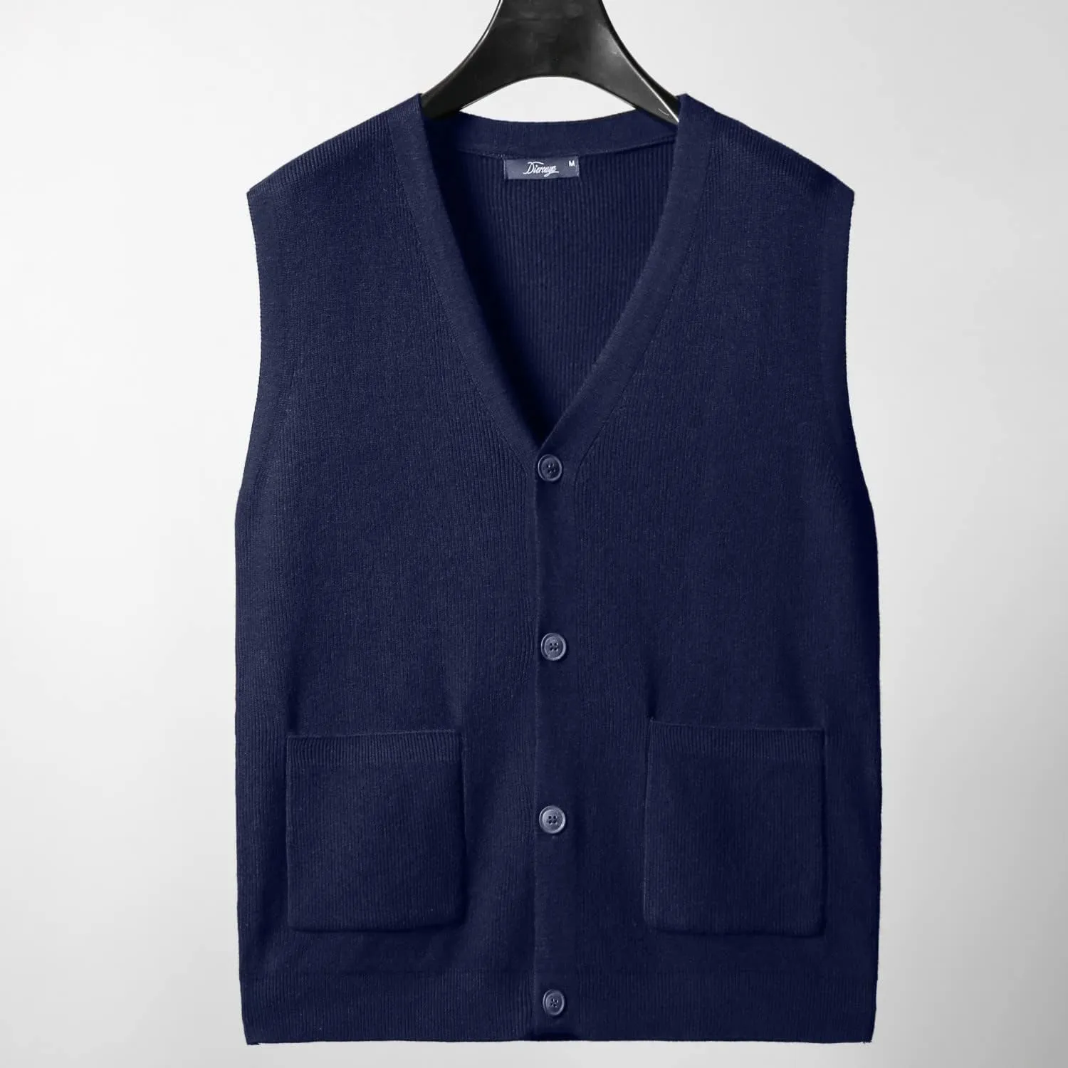 Men's Sweater Vest V-Neck Sleeveless Cardigan Loose Button up Knitted Fall Winter Heavy Knitwear with Pockets S~5XL